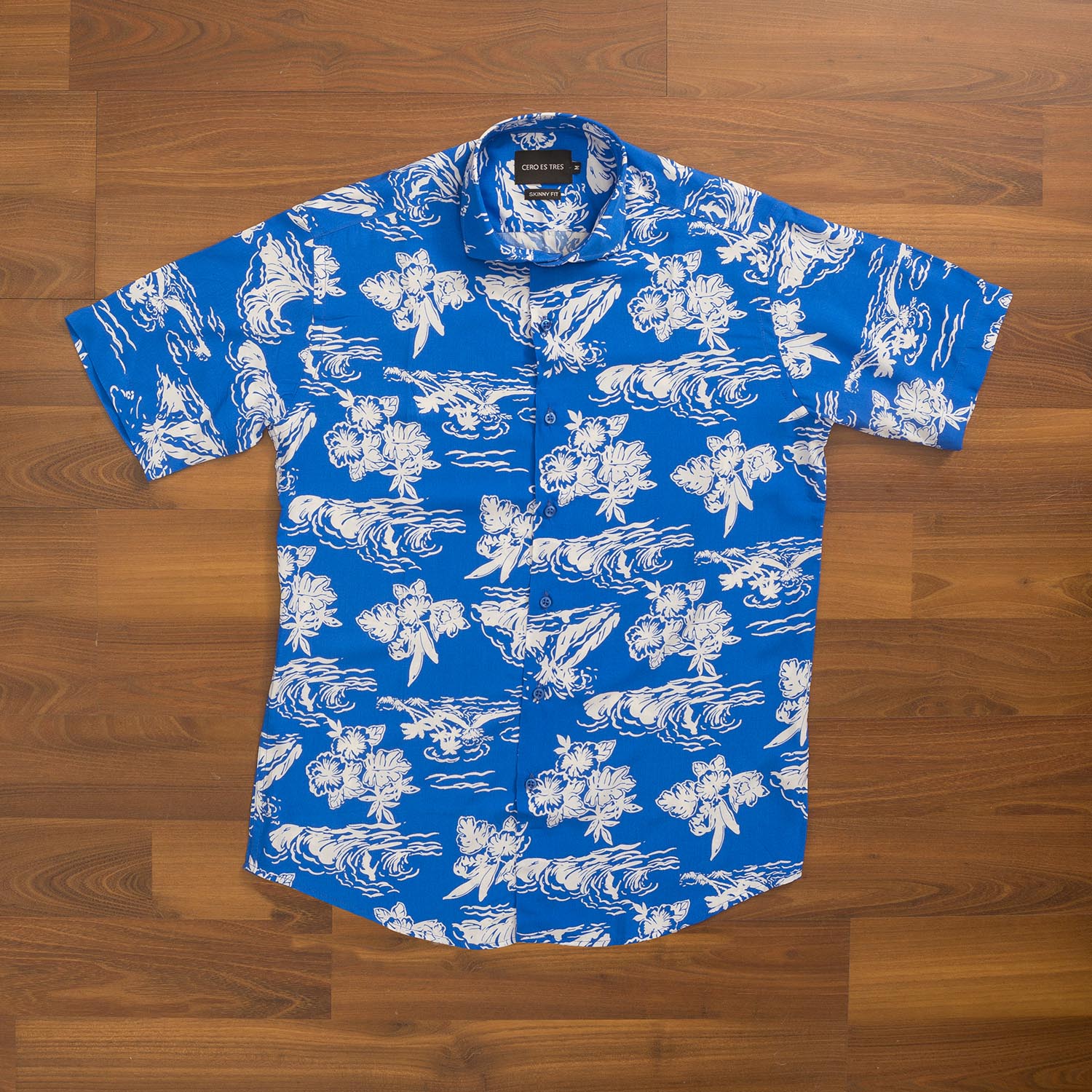 6532FIBMCAZ - CAMISA WAVES FIBRANA AZUL